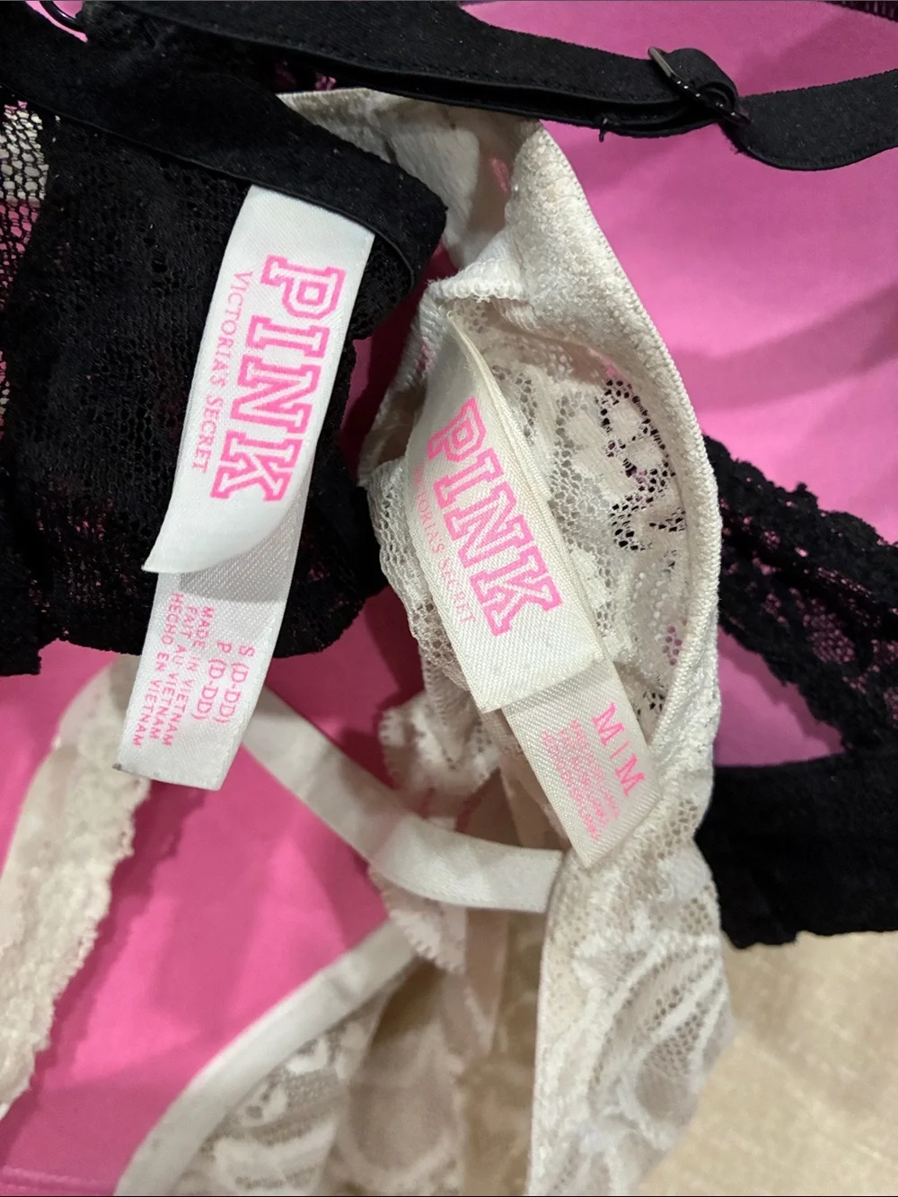 Push-Up Lace Bralette Bundle Victoria’s Secret PINK Black and White